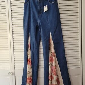 Floral Patchwork Blue Jeans